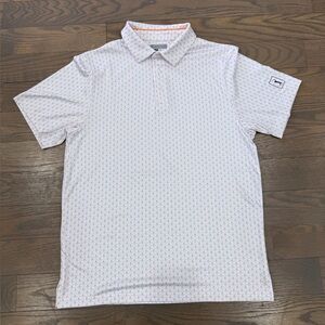 PGA Tour White and Blue Patterned Polo Shirt